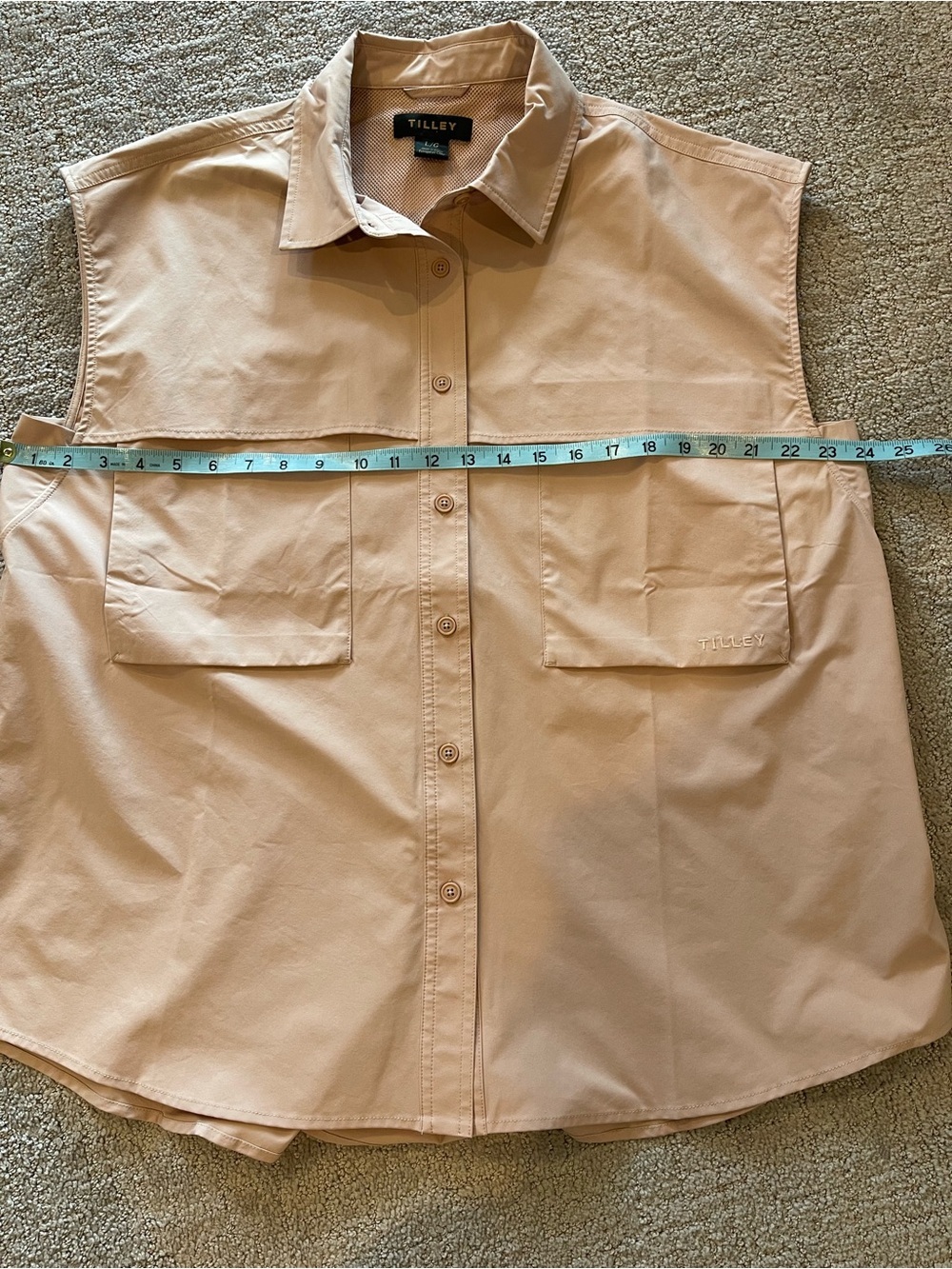 Tilley Sleeveless Shield Shirt, Button-Front Dusty Blush, Utility, Performance,L - Picture 7 of 15